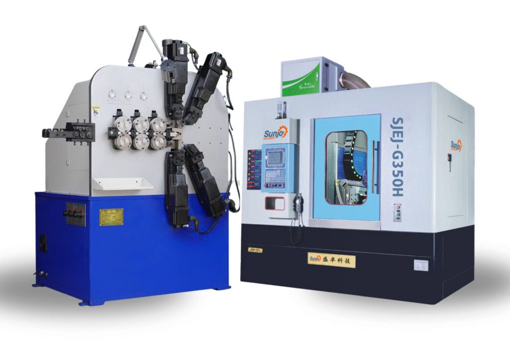 Sjoy Spring Form Machine and CNC Gear Hob Machine, designed for high-precision spring forming and gear cutting, ideal for diverse industrial applications.