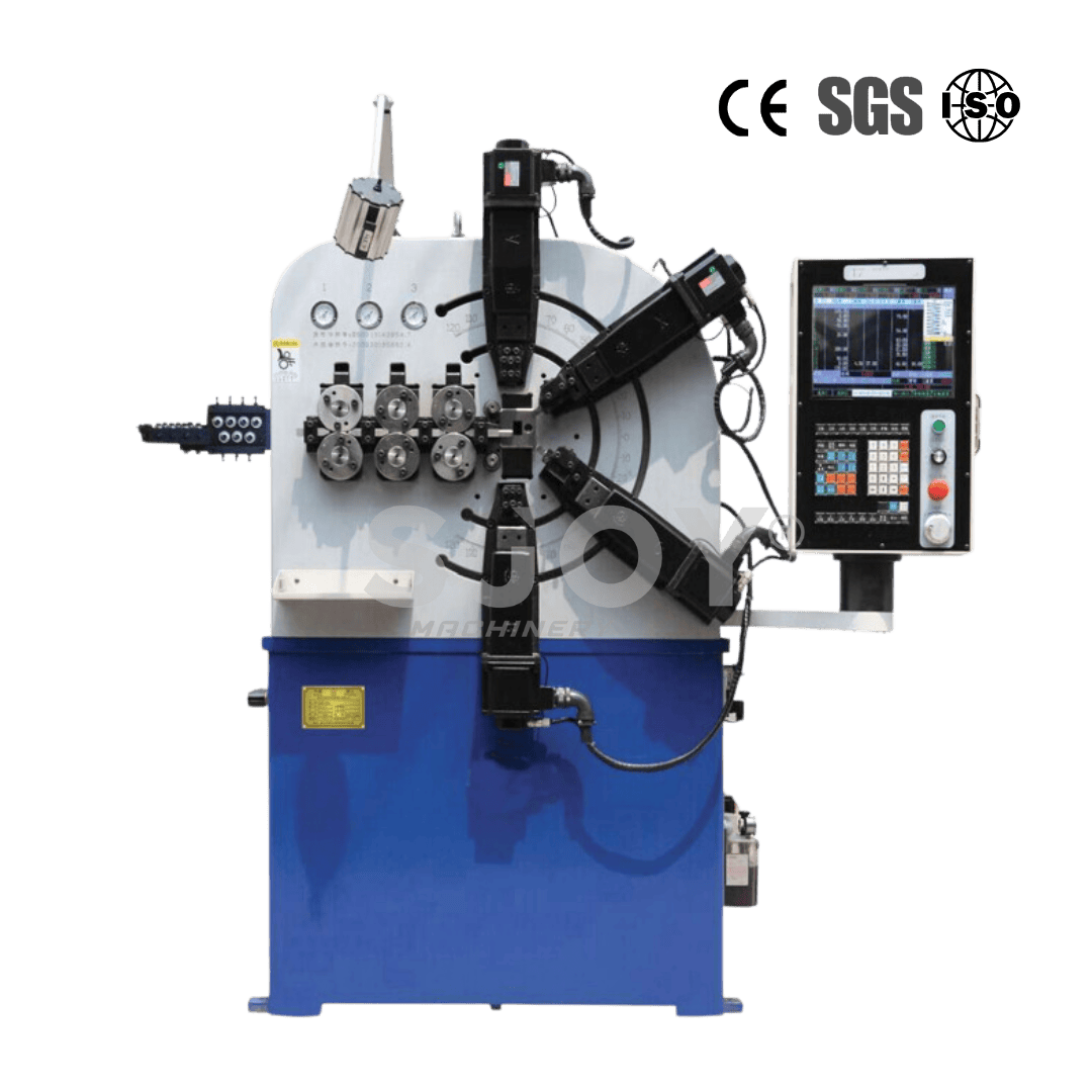 sjoy Advanced CNC spring machine with multi-axis functionality, designed for high-precision spring production, ideal for diverse industrial applications and wire sizes.