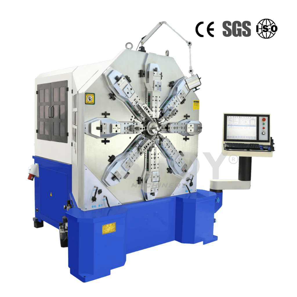 Sjoy sjfj-1250rcnc CNC spring machine with advanced multi-axis functionality, ideal for producing high-precision springs in various sizes and shapes for industrial applications.