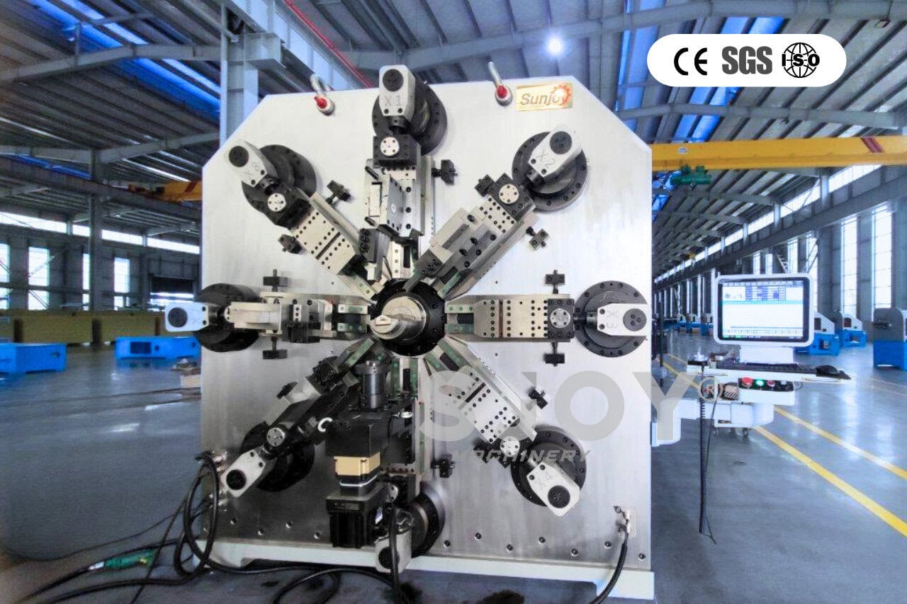 Sjoy SJFJ-12160R CNC spring machine, designed for high-precision spring forming, ideal for producing complex spring shapes with various wire diameters.