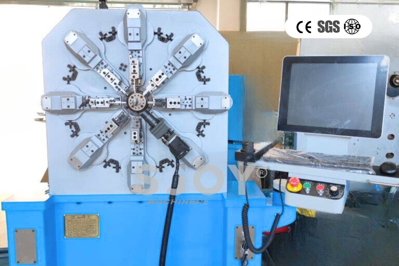 Sjoy SJFJ-1250R CNC spring machine, designed for high-precision spring forming, ideal for producing complex spring shapes with various wire diameters.